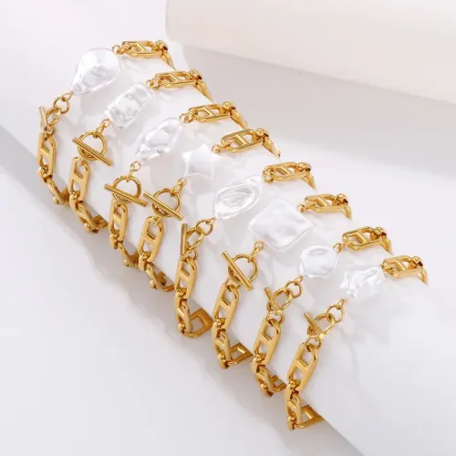 BTM1237 Gold Geometric Bead Sun Chain Stainless Steel Bracelet OT Clasp Women