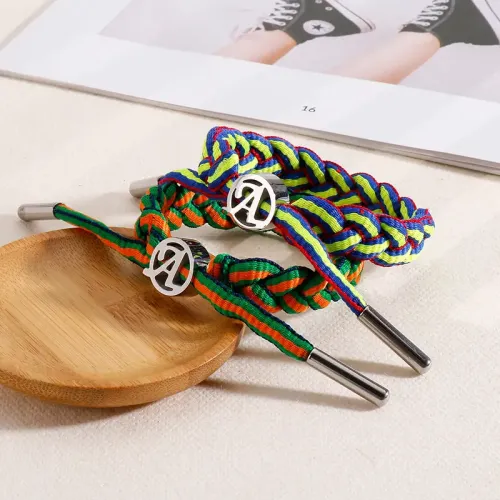 BTM1024 Stainless Steel Woven Multicolor Couples' Pull Cord Bracelet with Capital A Sports Accessory