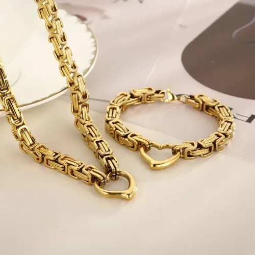 BTM1134 Byzantine Stainless Steel Emperor Chain Combo Set Hip Hop Bracelet Necklace for Women