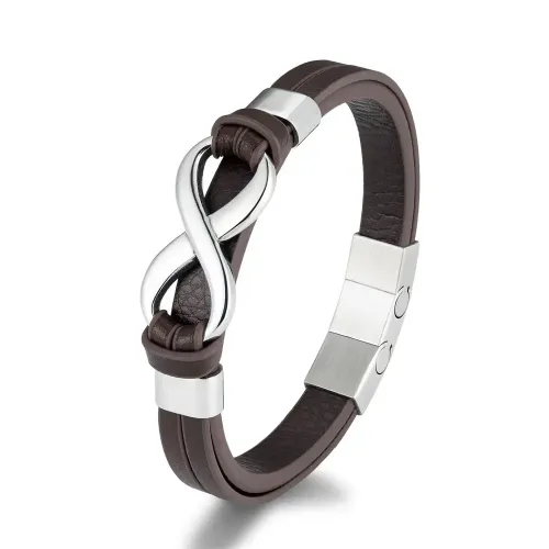 BTM825 Custom Logo Infinity Leather Bracelet Punk Style Number 8 Braided Wristband
