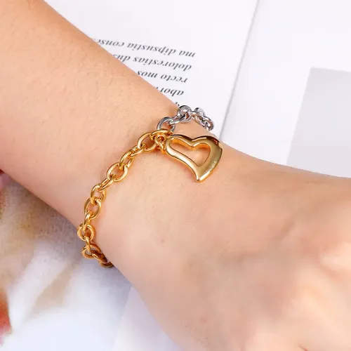 BTM1039 Stainless Steel Heart-Shaped BFF Gold Bracelet for Women Friendship Jewelry