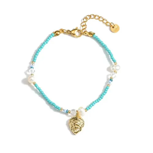 BTM1644 18K Gold Titanium Steel Pearl Bracelet for Women Elegant OL Beaded Jewelry