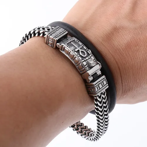 BTM869 Titanium Steel Men's Bracelet Hip Hop Stainless Steel Reversible Woven Chain