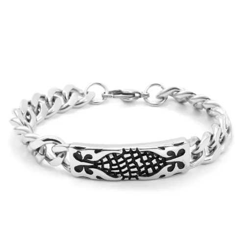 BTM651 Punk Men's Titanium Steel Floral Bracelet | Thick Stainless Cast Accessory Wristband
