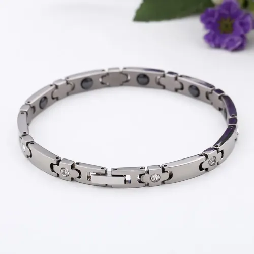 BTM1349 Magnetic Titanium Steel Bracelet with Cross Diamond Magnetic Therapy Jewelry