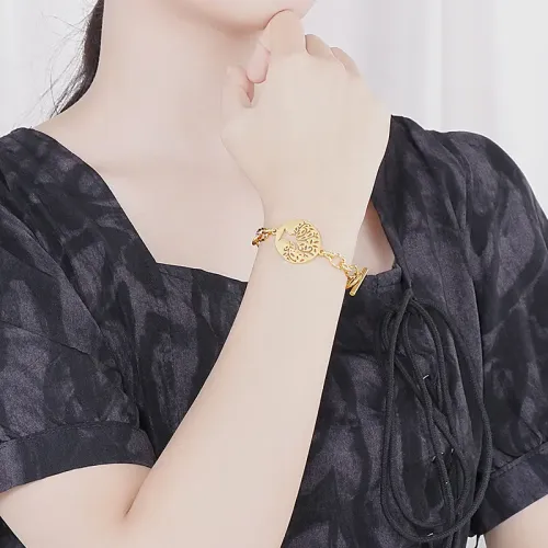 BTM1051 Christmas Titanium Steel Tree of Life OT Clasp Bracelet for Women Holiday Fashion