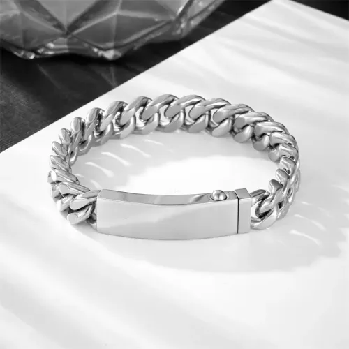 BTM871 DIY Titanium Steel Curved Tag Bracelet Unisex Couples Chain Jewelry