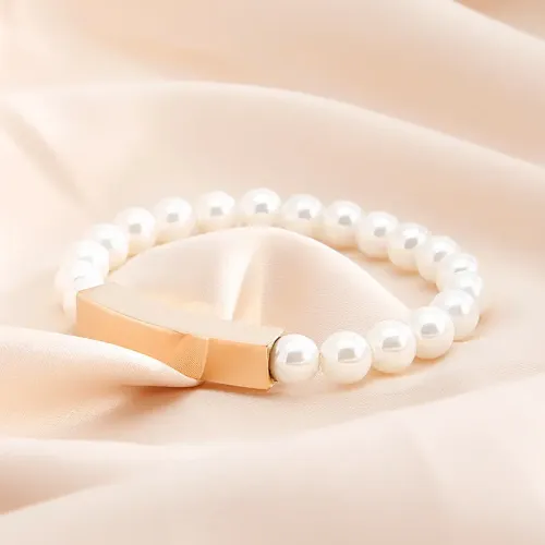 BTM1305 Elegant Pearl Bracelet with Titanium Steel Bar for Women Timeless Fashion Jewelry