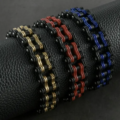 BTM882 Men's Stainless Steel Motorcycle Chain Bracelet | Titanium Biker Wristband Accessory