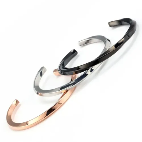 BTM674 Unisex Titanium Steel C-Shaped Bracelet Stainless Steel Open-Twist Chain Wristband