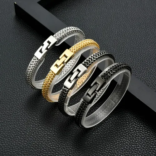 BTM741 Men's Double Row Stainless Steel Bracelet Hip Hop Dragon Bone Snake Chain