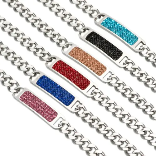 BTM682 Colorful Rhinestone Titanium Steel Bracelet Street Vendor Style Jewelry Accessory