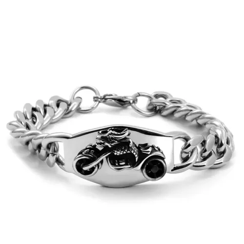 BTM650 Titanium Steel Dragon Motorcycle Bracelet | Punk Men's Thick Stainless Dragon Head Wristband