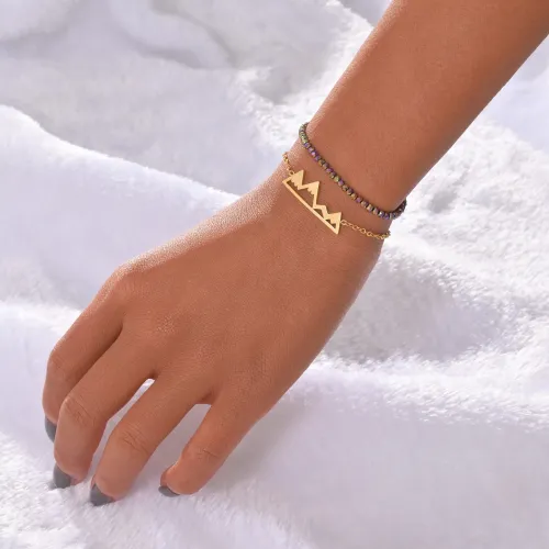 BTM1744 Hollow Mountain Peak Colorful Beaded Chain Bracelet Titanium Steel Direct Ship