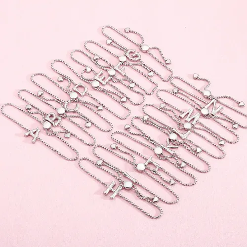 BTM1165 Stainless Steel Alphabet Bracelets for Women 26 Letters Personalized Jewelry