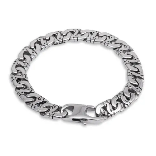 BTM1434 10mm Dense Floral Stainless Steel Bracelet Minimalist Men's Jewelry Piece