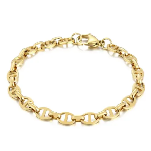 BTM952 Stainless Steel Beveled Chain Bracelet for Women Autumn/Winter Fashion Accessory