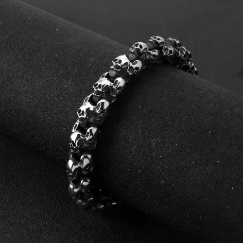 BTM1420 Hip-Hop Stainless Steel Skull Bracelet for Men Cuban Link Chain Accessory