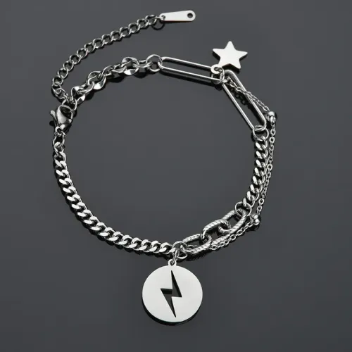 BTM1732 Hip-Hop Star Bracelet with Lightning Stainless Steel Pendant for Women Trendy Jewelry