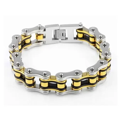 BTM1500 Thick Gold Plated Bike Chain Bracelet for Men Motorcycle Chain Fashion Accessory