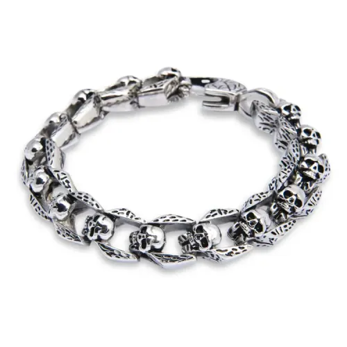 BTM1531 Titanium Steel Skull Cast Bracelet Durable Stainless Steel Gothic Jewelry