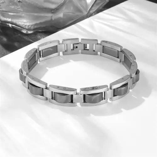 BTM862 Men's Black Agate Stainless Steel Bracelet Magnetic Titanium Wristband for Men