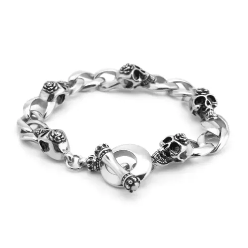 BTM1435 Skull Stainless Steel Bracelet with OT Clasp Hip-Hop Fashion Accessory