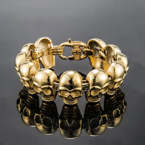 BTM894 Men's Titanium Steel Skull Bracelet Stainless Steel Skeleton Chain