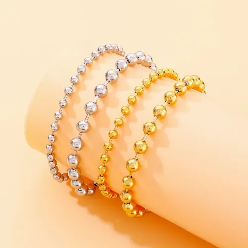 BTM918 Gold Hollow Sphere Bead Bracelet for Women Multi-Size Titanium Steel Bangle