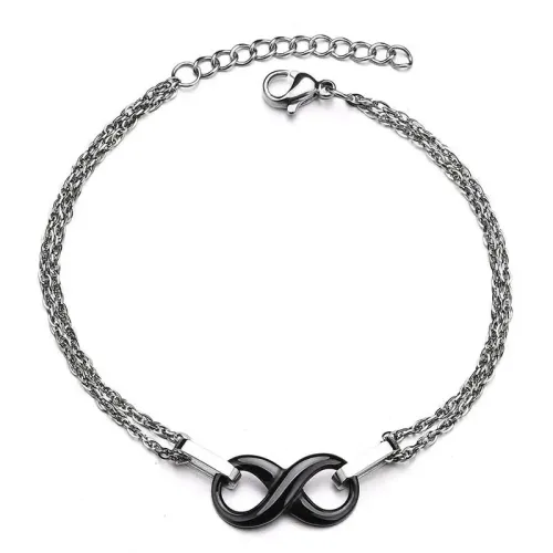 BTM1563 Lucky Number 8 Multi-Layer Ceramic Stainless Steel Women's Bracelet Trendy Jewelry