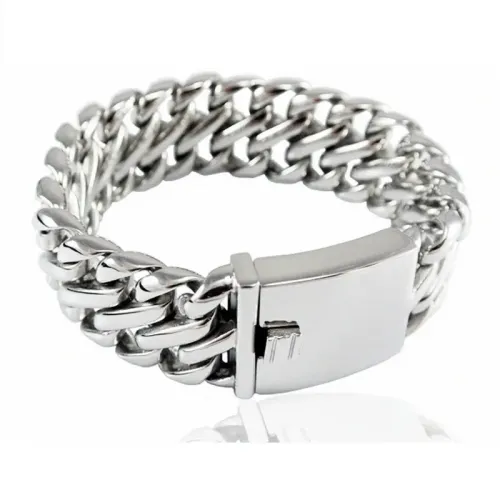 BTM1446 24MM Double Row Braided Stainless Steel Bracelet Men's Hip Hop Titanium Jewelry