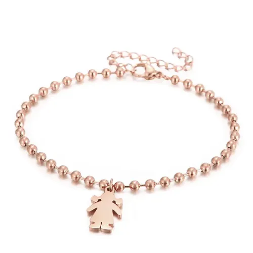 BTM1016 Hollow Girl Pendant Bracelet Titanium Steel Hollow Bead Necklace Set Trendy Jewelry Combo