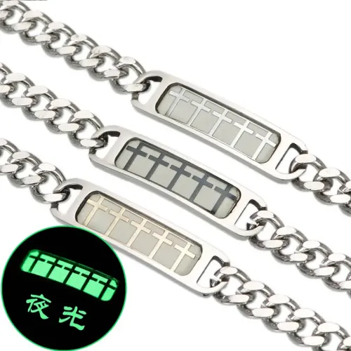 BTM690 Glow-in-the-Dark Cross Bracelet | Titanium Steel Luminous Jewelry