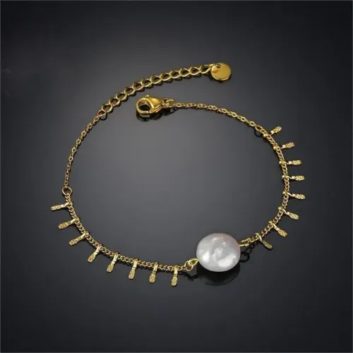 BTM1674 Tassel Irregular Bracelet with Pearl Stainless Steel Jewelry for Women