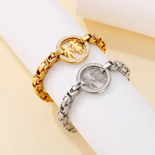 BTM1178 Hip Hop Thick Chain Hollow Full Diamond Single Link Stainless Steel Couples Bracelet Street Style