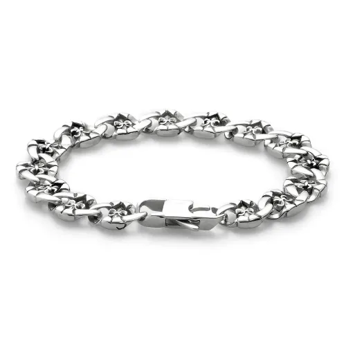 BTM1527 Stainless Steel Fleur-de-lis Bracelet for Men Titanium Hip Hop Couples Jewelry