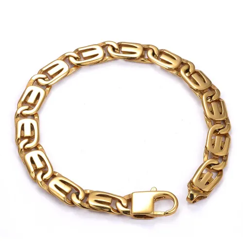 BTM1468 Men's Gold-Plated Cuban Link Stainless Steel Bracelet Vacuum Gold Titanium Jewelry