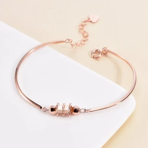 BTM1415 Rose Gold Sterling Silver Lucky Bead Bracelet Slim Waist Design for Women