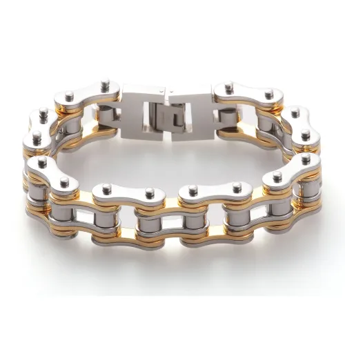 BTM1504 Gold Motorcycle Chain Bracelet Titanium Steel Biker Chain for Men