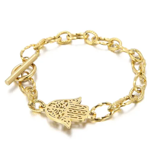 BTM1052 Golden Stainless Titanium Steel Palm OT Bracelet Trendy Accessory for All