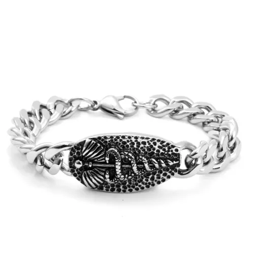 BTM656 Titanium Serpent Bracelet Punk Men's Thick Cobra Pattern Bangle in Stainless Steel