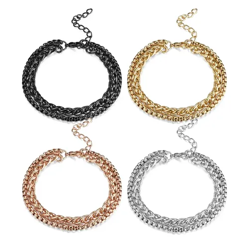 BTM1824 Annual Double-Layered Arch Tail Chain Bracelet Premium Quality Accessory