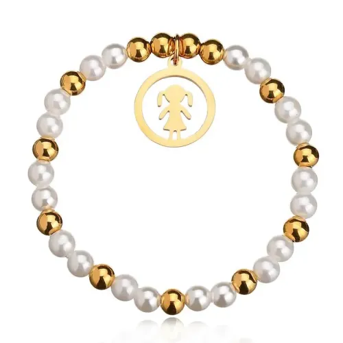 BTM1613 6mm Pearl Little Girl Charm Titanium Steel Bracelet Delicate Pearl Jewelry for Her