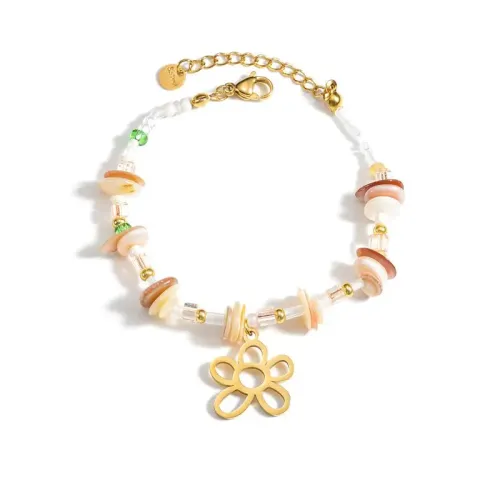 BTM1627 18K Gold-Plated Titanium Steel Bracelet with Irregular Gemstone Flowers Women's Luxury Jewelry