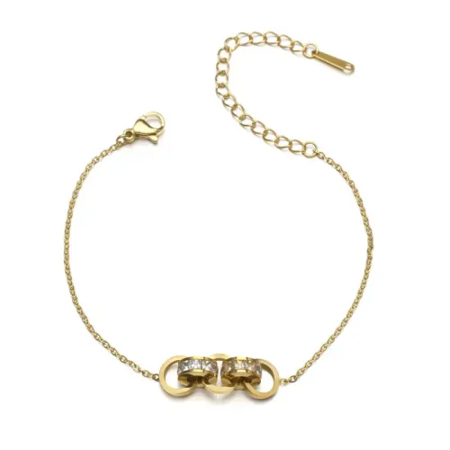 BTM1640 Dongdaemun 14K Gold Titanium Steel Diamond Bracelet for Women Luxury Fashion Jewelry