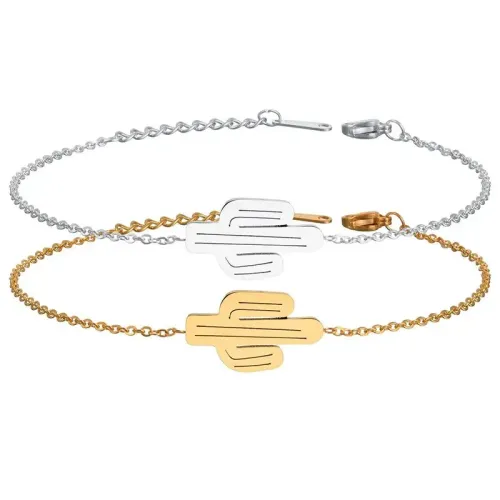 BTM1796 Hollow Cactus Bracelet Stainless Steel Women's Delicate Plant Jewelry