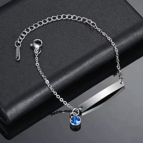 BTM1802 18K Gold Zirconia Pendant Kids' Curved Tag Bracelet for Women Stainless Steel Elegance