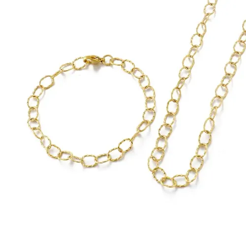 BTM938 Exquisite Hollow O-Chain Bracelet and Necklace Jewelry Set Elegant Accessory Combo
