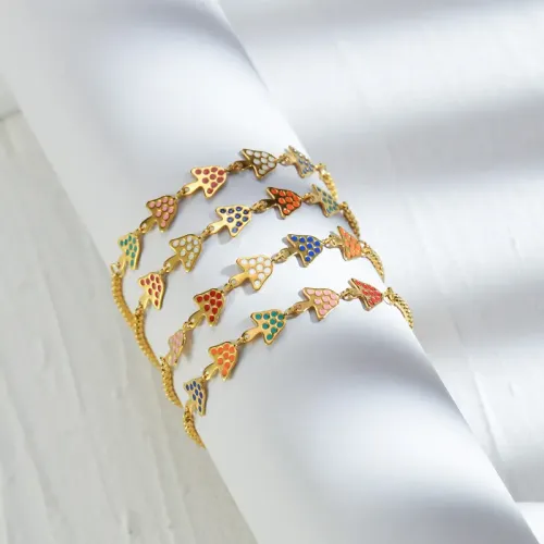 BTM1759 14K Gold-Plated Stainless Steel Colorful Mushroom Bracelet for Women Trendy Jewelry