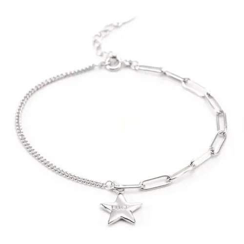 BTM1384 Sterling Silver Star Pendant Splice Bracelet Lucky Star Charm Jewelry for Women